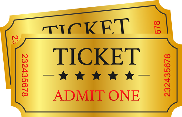 Realistic golden show ticket
